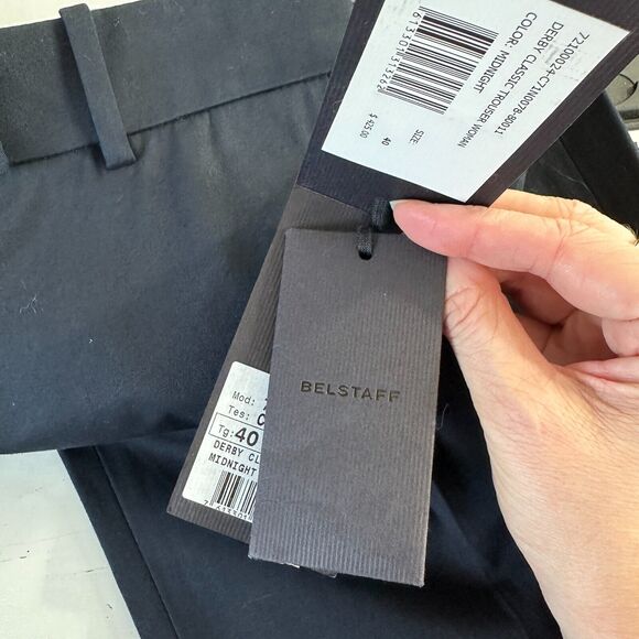 NWT Belstaff Midnight Black The Derby Classic Trouser Belt Loops Flare Legs 40 - Picture 9 of 16